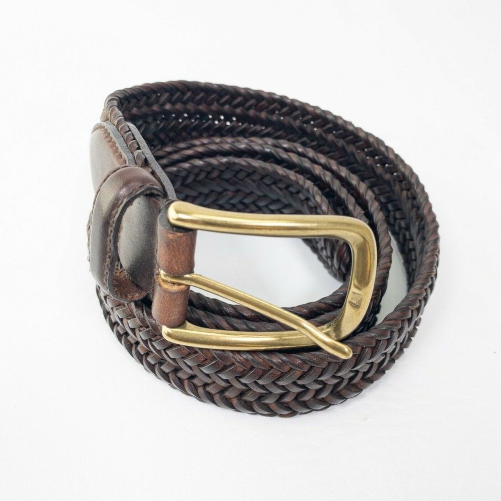 Men's Braided Leather Belt - Brown